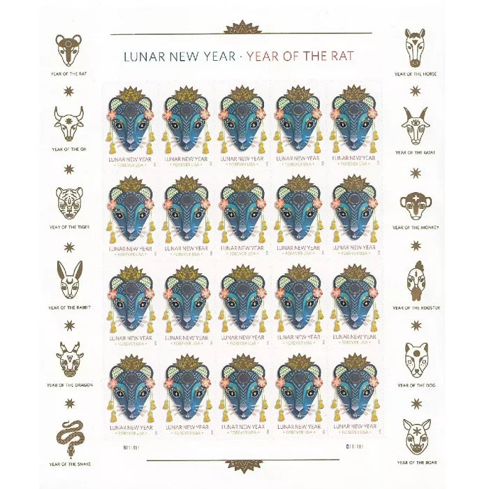 Year of the Rat Stamp Celebrates Lunar New Year Forever First Class Postage Stamps - Stamps Co Online