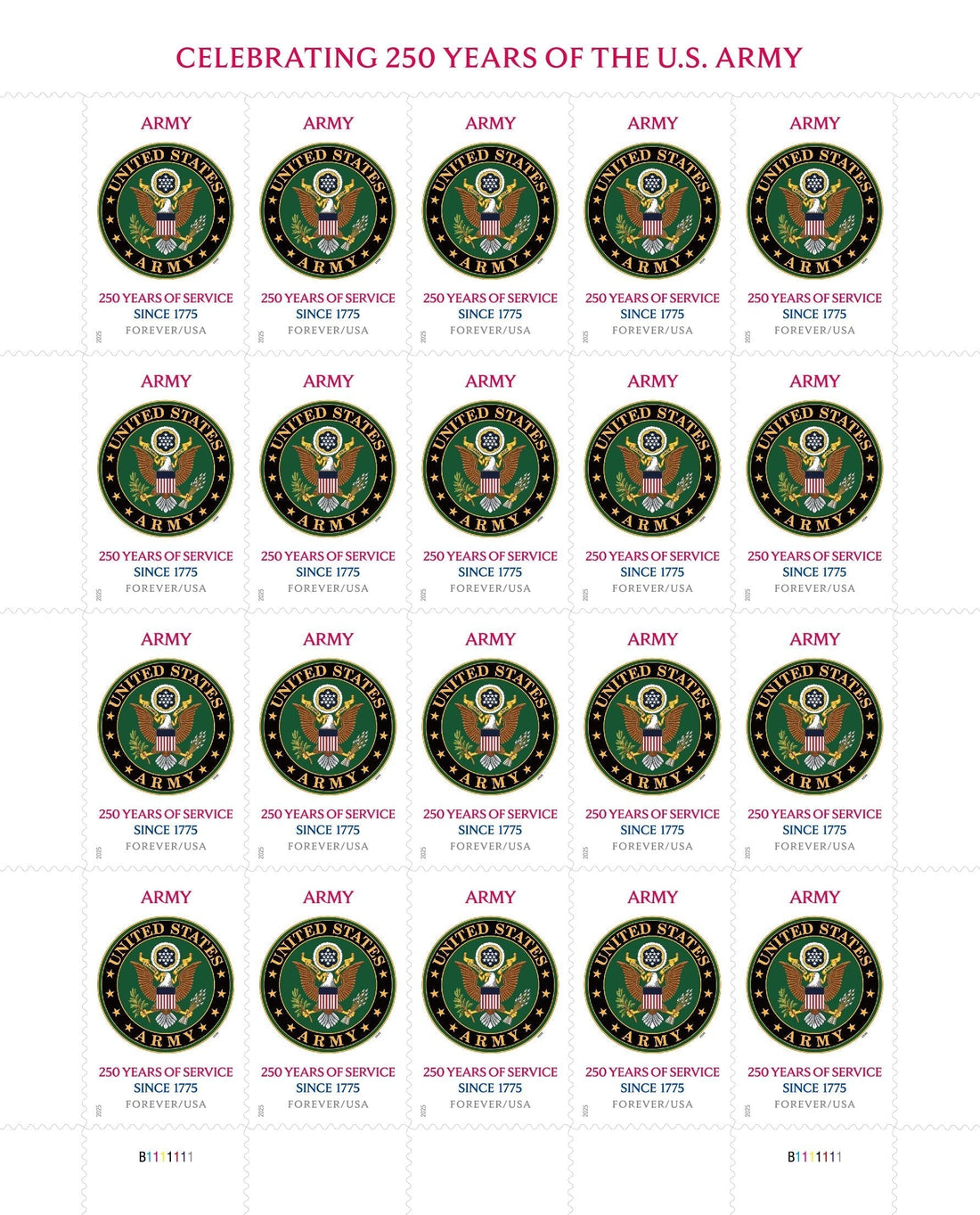 2oz forever stamps: History of the U.S. Army 250th Anniversary Tribute - Stamps Co Online