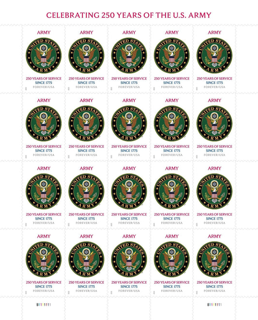 2oz forever stamps: History of the U.S. Army 250th Anniversary Tribute - Stamps Co Online