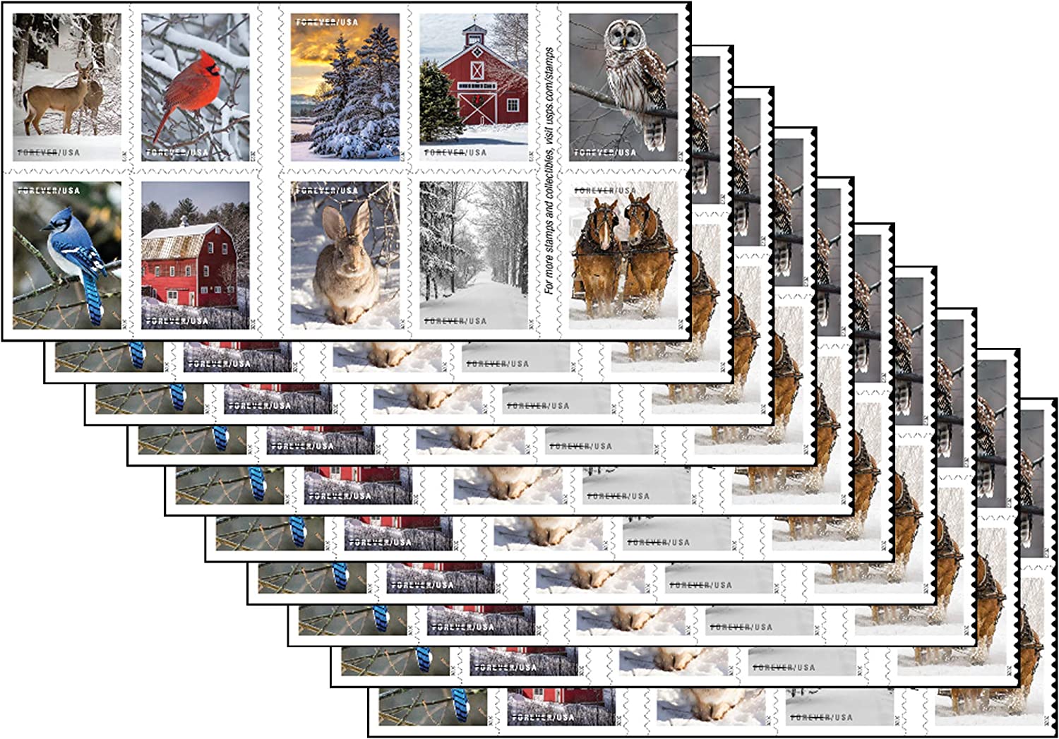 Winter Scenes Forever First Class Postage Stamps - Stamps Co Online
