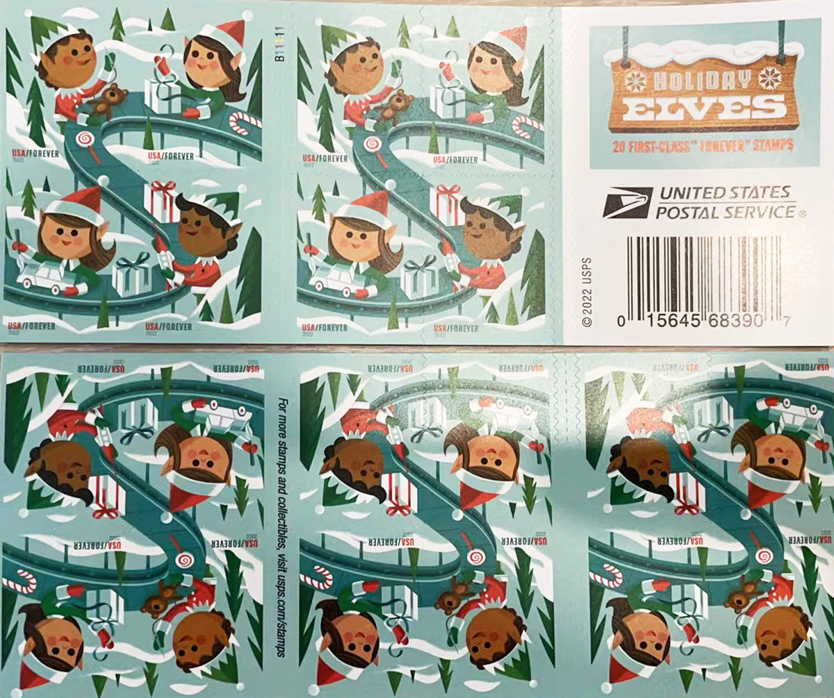 Holiday Elves Forever Postage Stamps - Stamps Co Online