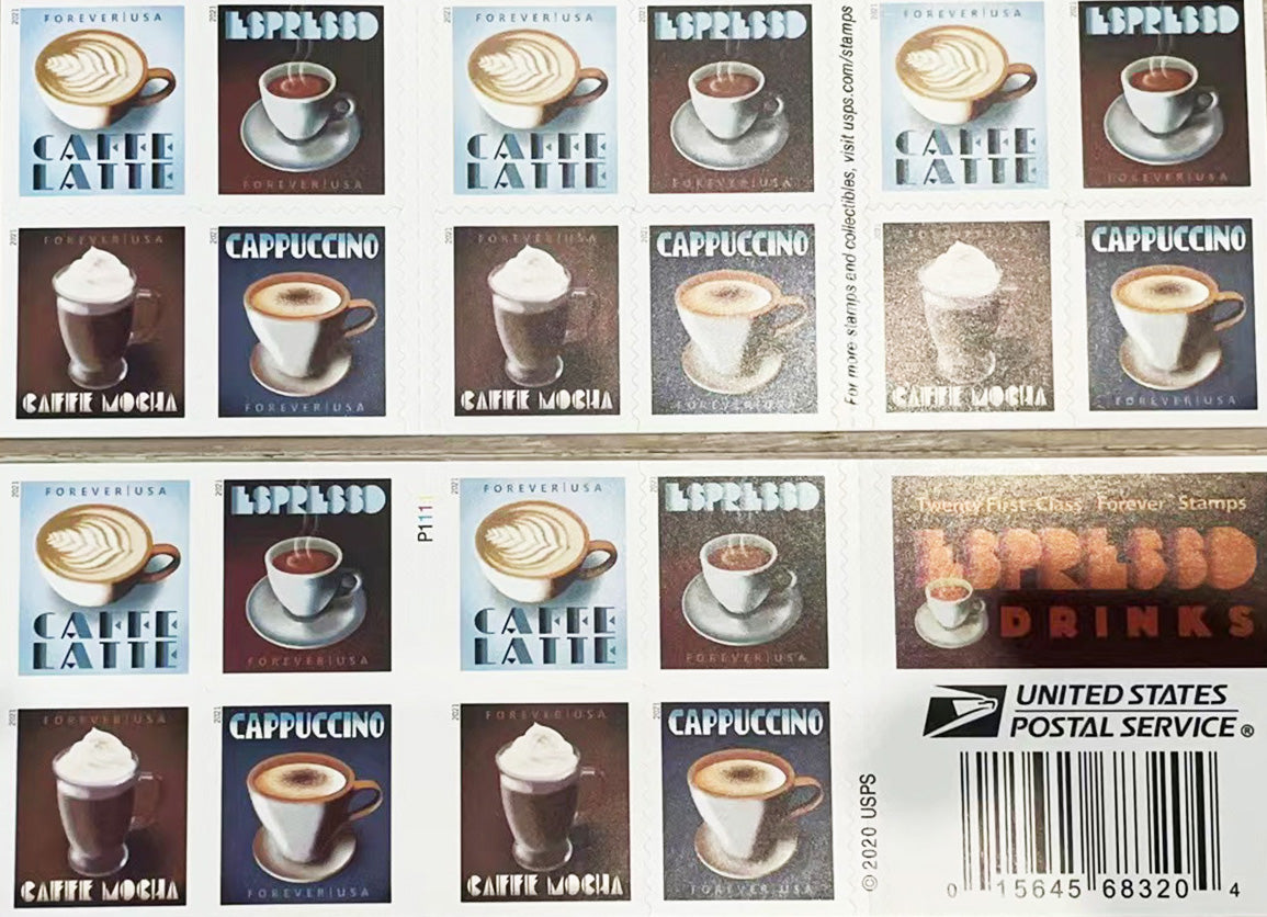 Espresso Drinks coffee Forever Postage Stamps - Stamps Co Online
