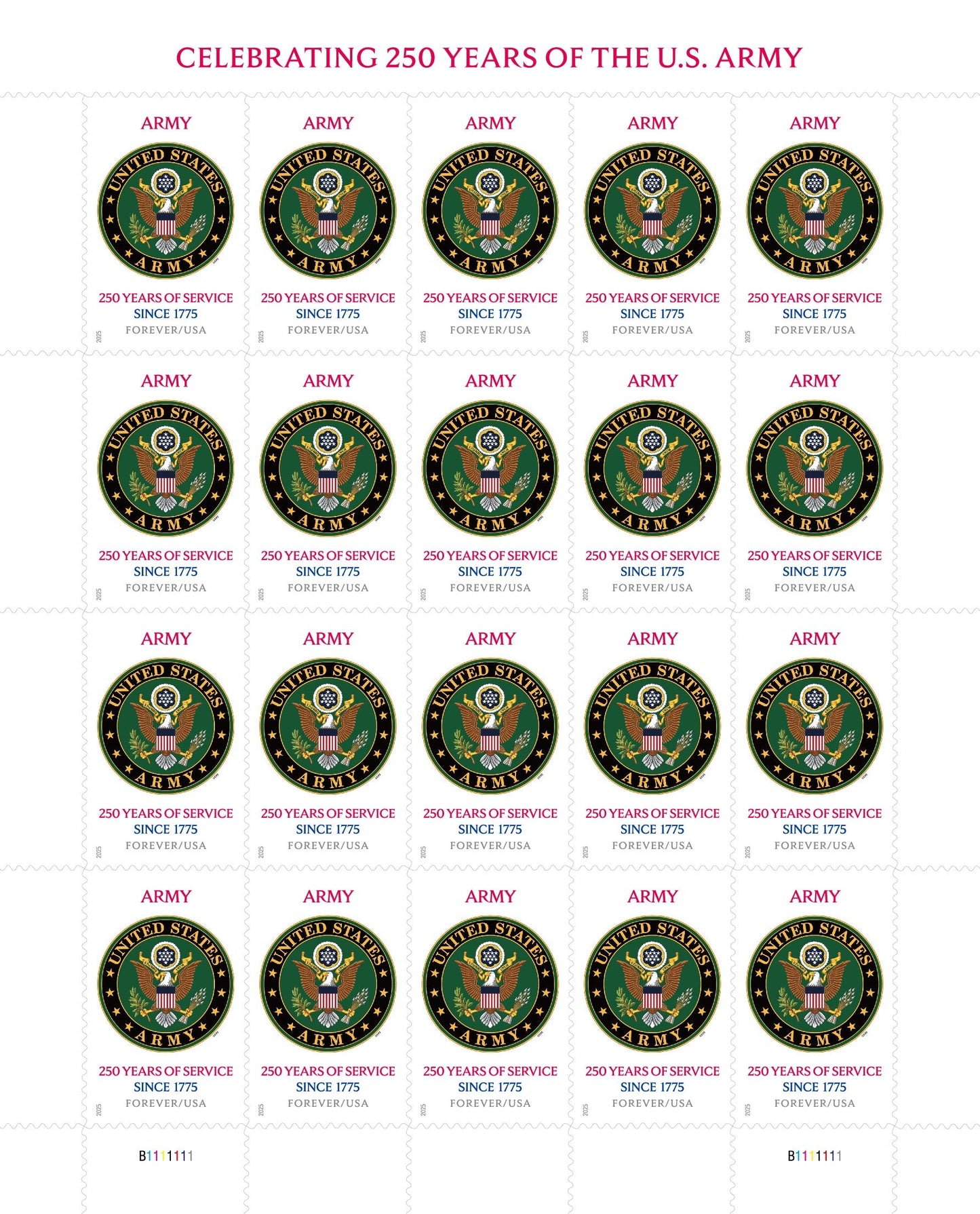 U.S. Army 250th First-Class Mail Forever Postage Stamps - Stamps Co Online