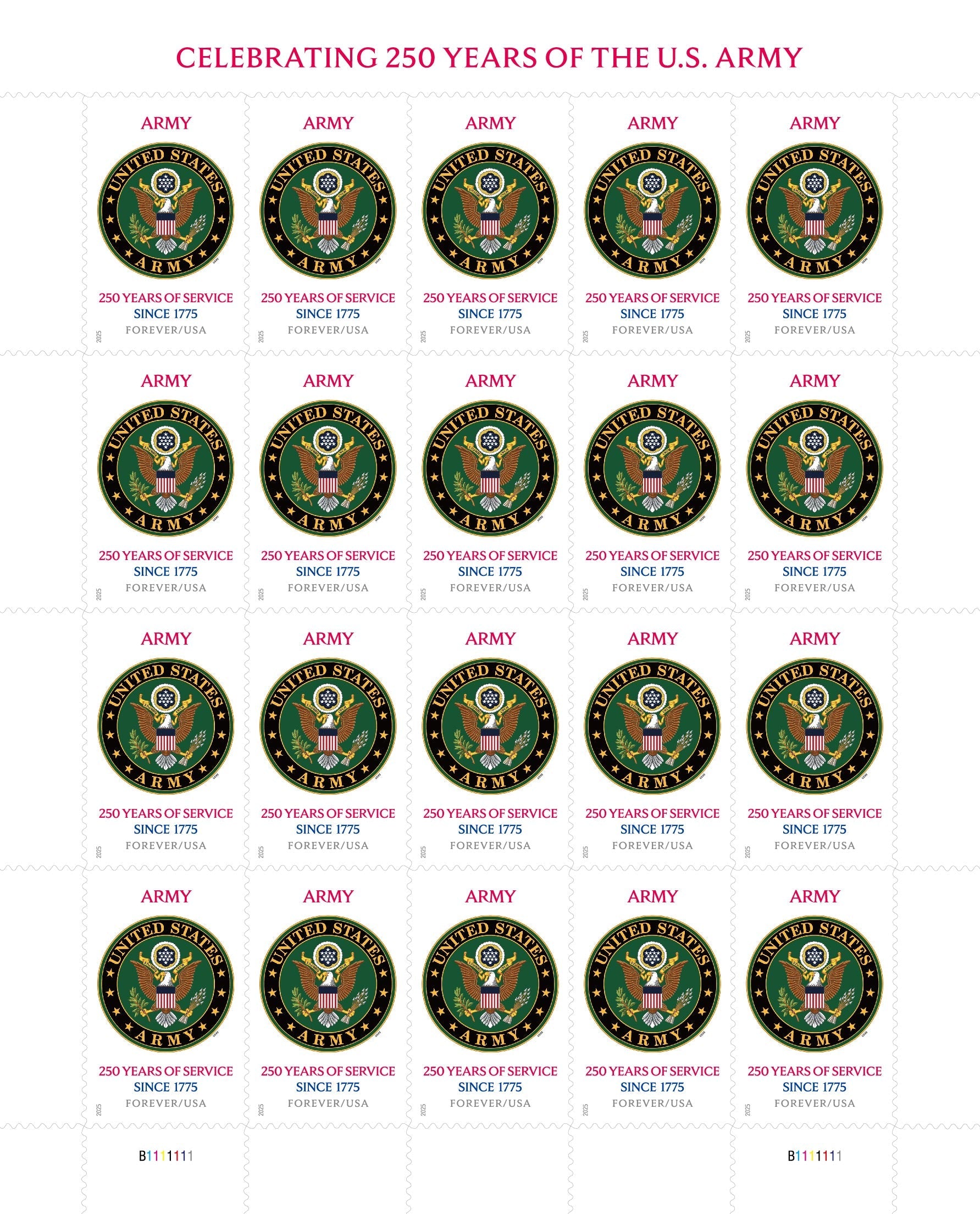 U.S. Army 250th First-Class Mail Forever Postage Stamps - Stamps Co Online