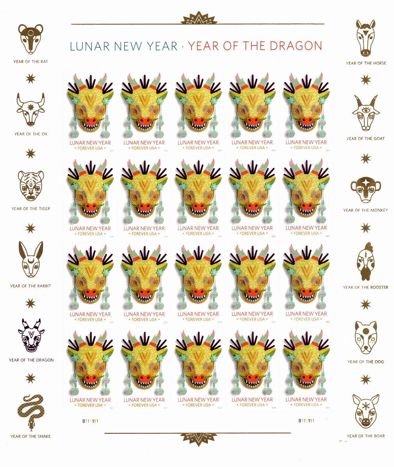 Year of the Dragon Stamp Celebrates Lunar New Year Forever First Class Postage Stamps - Stamps Co Online