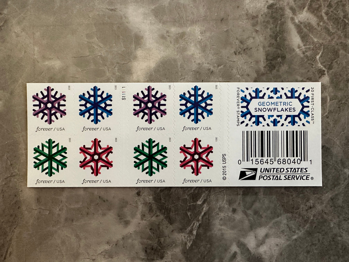 Geometric Snowflakes Forever First Class Postage Stamps - Stamps Co Online