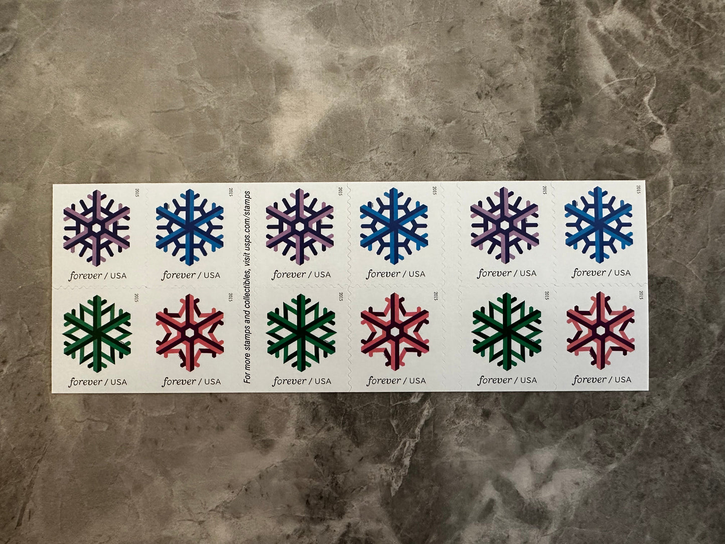 Geometric Snowflakes Forever First Class Postage Stamps - Stamps Co Online