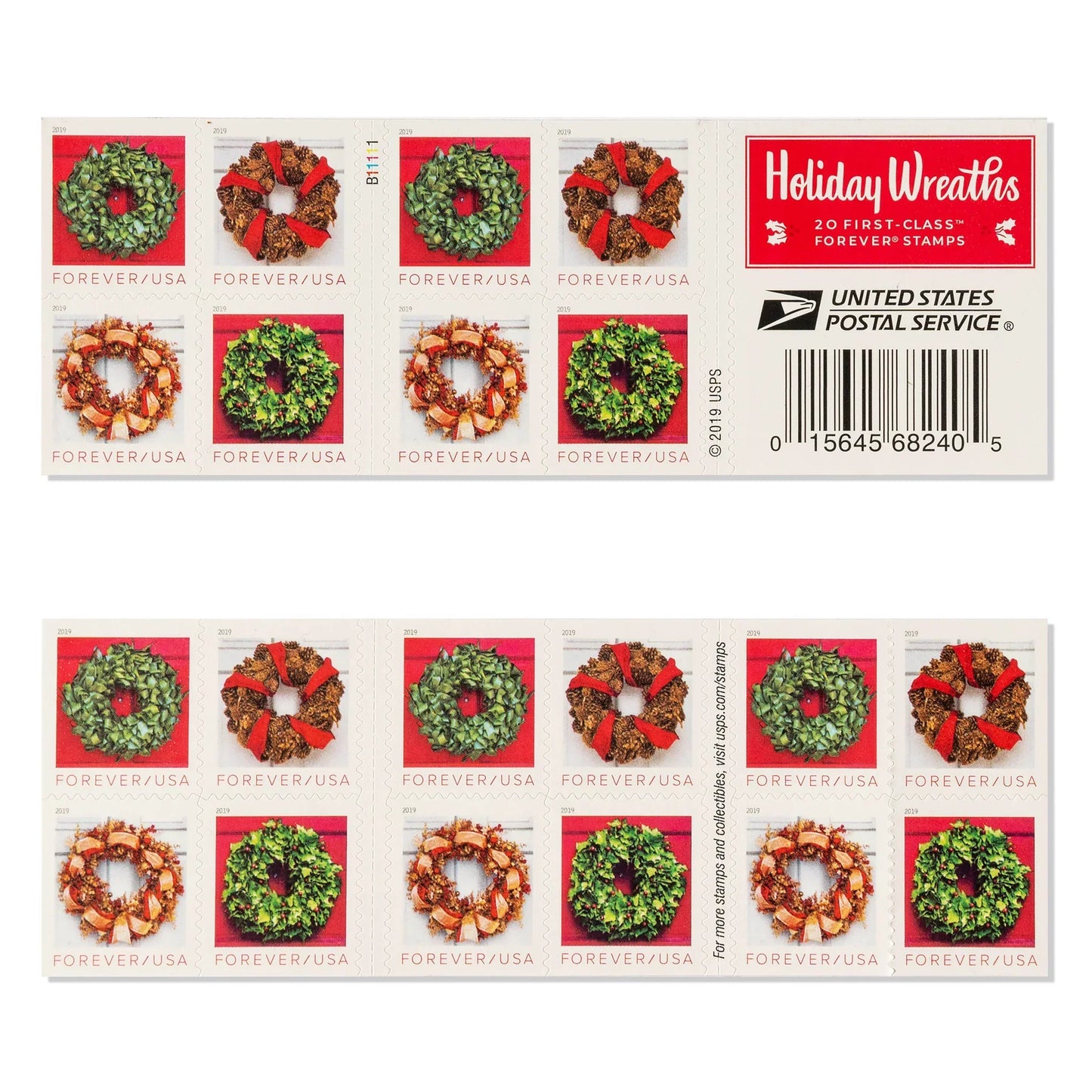 Holiday Wreath First Class Postage Forever Stamps - Stamps Co Online