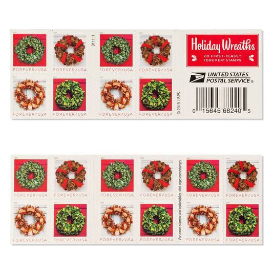 Holiday Wreath First Class Postage Forever Stamps - Stamps Co Online