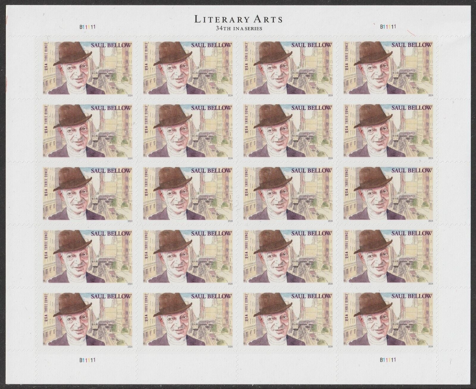 Literary Arts Saul Bellow Three Ounce Forever First Class Postage Stamps Perfect Weight for CDs - Stamps Co Online