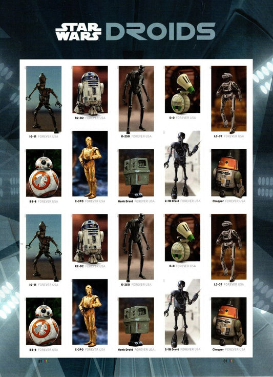 Star Wars Droids Forever First Class Postage Stamps - Stamps Co Online
