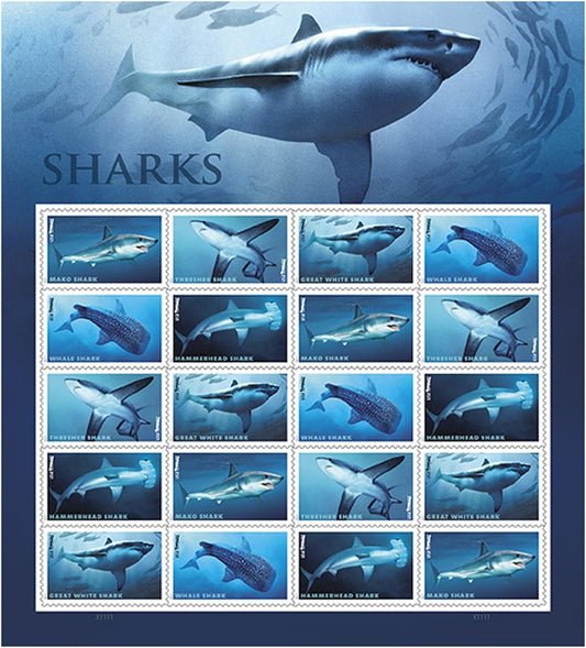 Sharks Ecotourism Conservation Preservation Ecology Nature First Class Postage Forever Stamps - Stamps Co Online