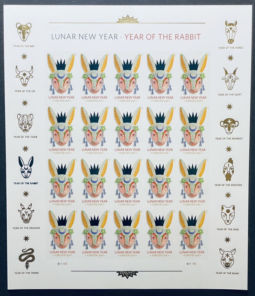 Year of the Rabbits Stamp Celebrates Lunar New Year Forever First Class Postage Stamps - Stamps Co Online