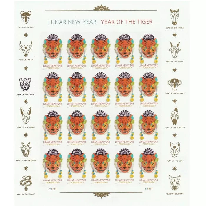 Year of the Tiger Stamps Celebrates Lunar New Year Forever First Class Postage Stamps - Stamps Co Online