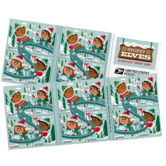 Holiday Elves Forever Postage Stamps - Stamps Co Online